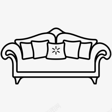 粉红色枕头沙发豪华沙发枕头洛可可图标图标