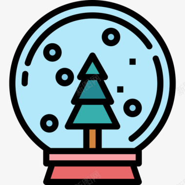 雪花地球仪圣诞139线性颜色图标图标