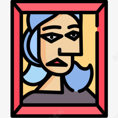 毕加索42号博物馆线性颜色图标图标
