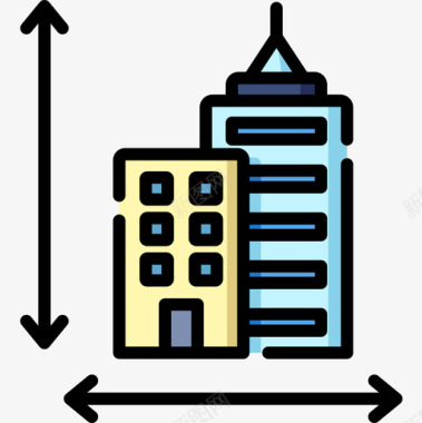 广州标志建筑测量建筑20线性颜色图标图标