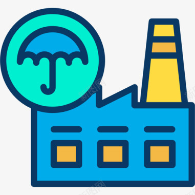 工厂的烟囱工厂保险29线性颜色图标图标