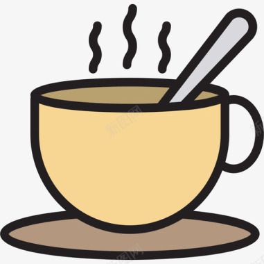 咖啡杯商务元素3线性颜色图标图标