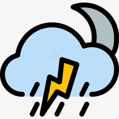 天气暴风雨173号天气线形颜色图标图标