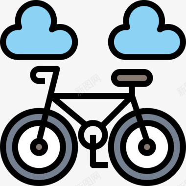 自行车现代都市2线条色彩图标图标