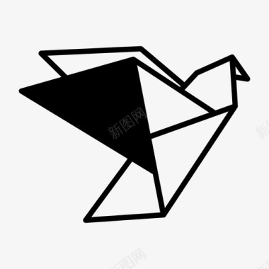 折纸鸟动物折叠图标图标