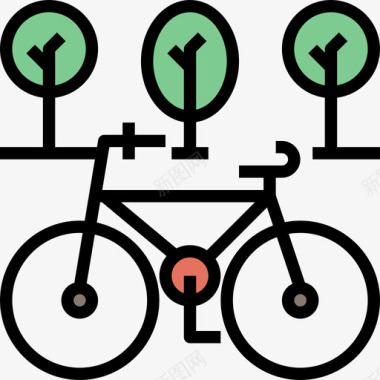 拯救自行车拯救世界线条色彩图标图标