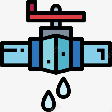 阀门管道工9线性颜色图标图标