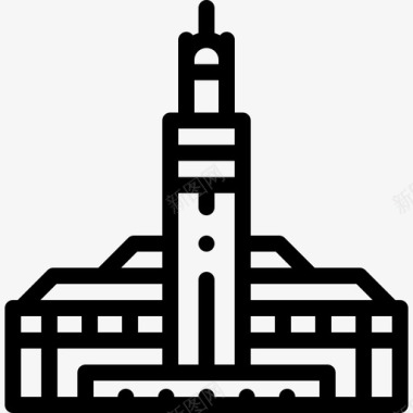 摩洛哥哈桑清真寺7号线性图标图标