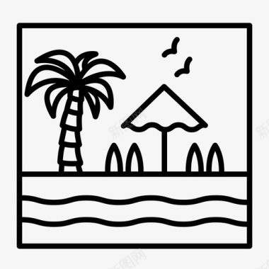 海滩棕榈树海边图标图标