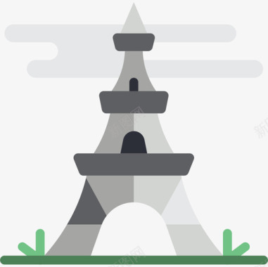 埃菲尔铁塔地标和纪念碑3座平坦图标图标