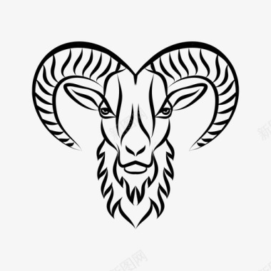 羊大角羊头动物吉祥物大角羊图标图标