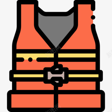 救生衣防护和安全15线性颜色图标图标