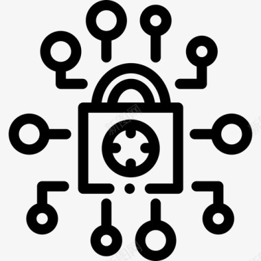 网络安全保护安全线性图标图标