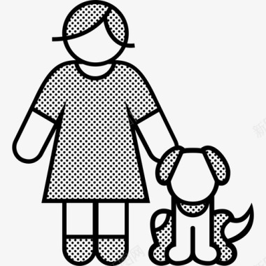 女人带狗动物宠物图标图标
