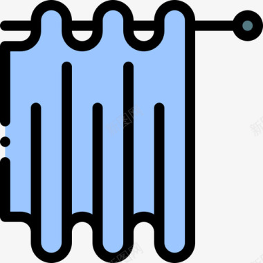 绣花窗帘窗帘浴室39线性颜色图标图标