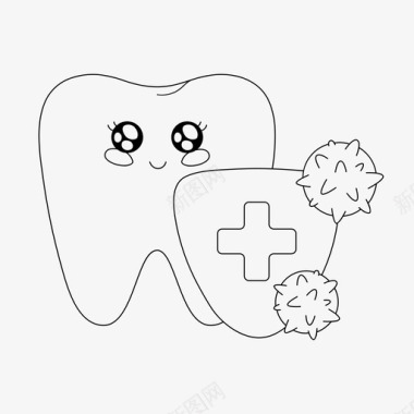 牙齿细菌牙齿护理图标图标