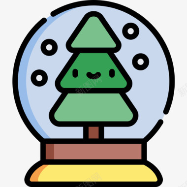 雪花点缀雪花地球仪圣诞128线性颜色图标图标