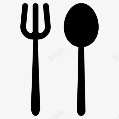 五彩热气球叉子和勺子厨房用具餐具图标图标
