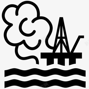 篝火燃烧石油平台环境风险海上钻井图标图标