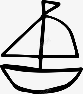 手绘婴儿用品手绘船船玩具帆图标图标