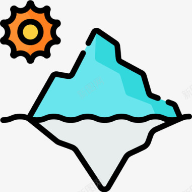 自然冰山自然灾害24线状颜色图标图标