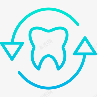 绿色牙齿图标牙齿卫生19梯度图标图标