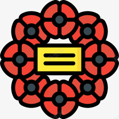 罂粟花纪念日4直线颜色图标图标