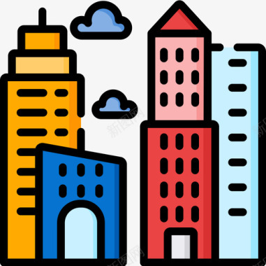 城市生活建筑与城市城市生活27线性色彩图标图标