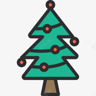 圣诞树节日4线形颜色图标图标