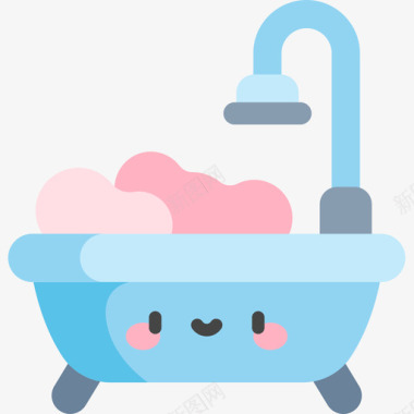 浴缸清洁68扁平图标图标