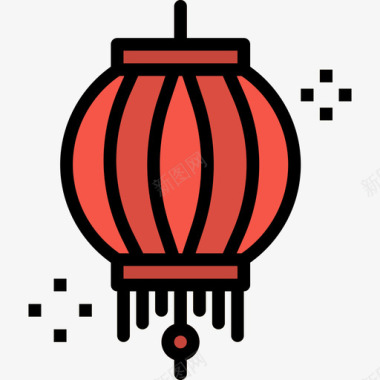 灯笼中国58线颜色图标图标