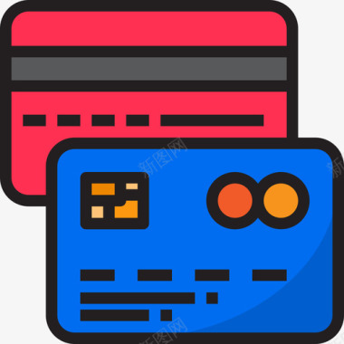 信用卡盗用信用卡办公和商务15线性颜色图标图标