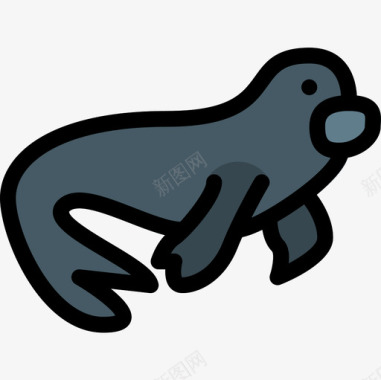海豹动物43线形颜色图标图标
