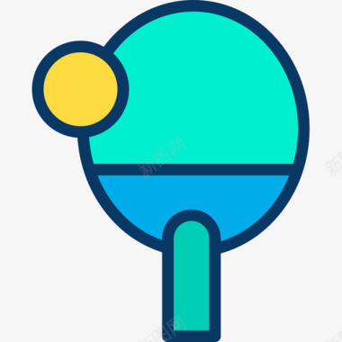 乒乓球运动和游戏7线性颜色图标图标