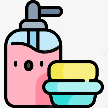 清洁皂67线性颜色图标图标