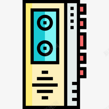 录音机录音机音频和视频19线性彩色图标图标