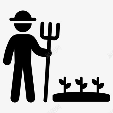 农民农民农业耕作者图标图标