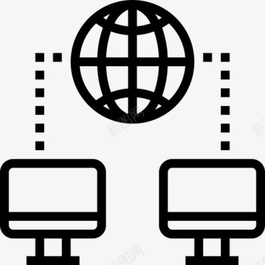 全球计算机网络线性图标图标
