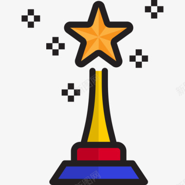 奖杯奖杯奖励和奖章4直线颜色图标图标
