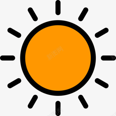 太阳173号天气线性颜色图标图标