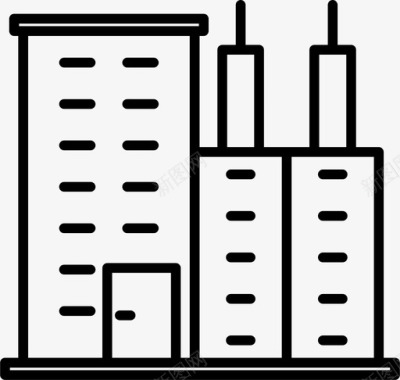 中间塔楼建筑城市办公室图标图标