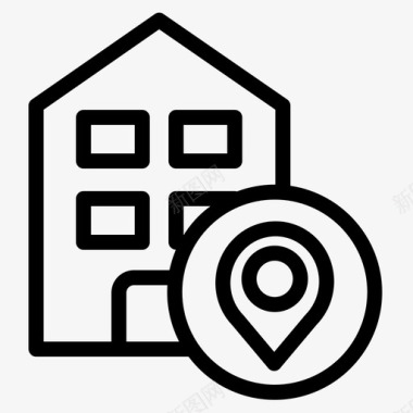 房屋地图和导航5线性图标图标