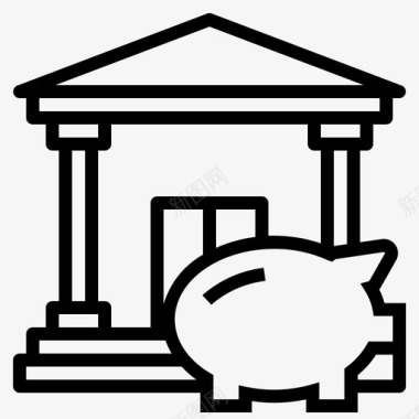 银行业建筑物货币图标图标