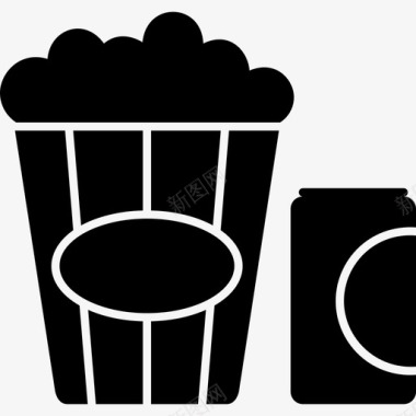 爆米花和汽水罐电影院爆米花图标图标