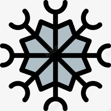 雪花状雪花冬季30线性颜色图标图标