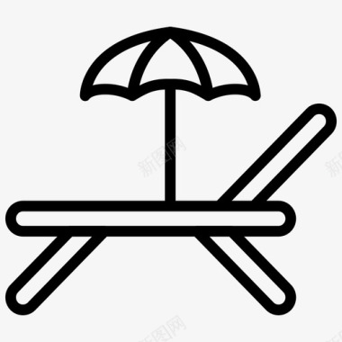 伞海假日躺椅图标图标