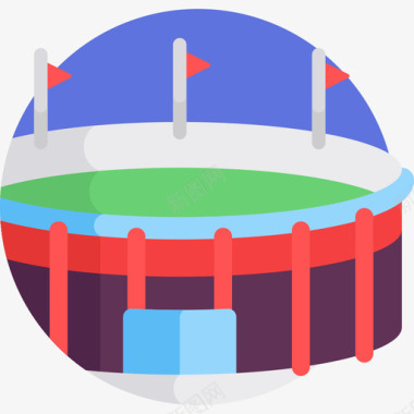 体育场美式足球8平坦图标图标