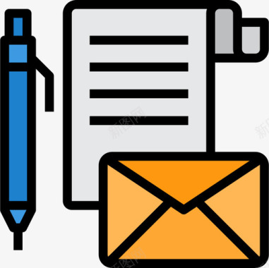 线稿电子邮件文件16线颜色图标图标