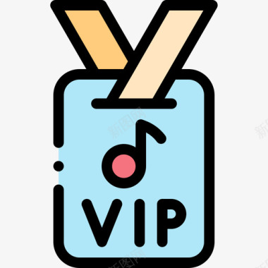 Vip卡音乐节36线性颜色图标图标