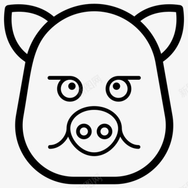 悲伤的猪脸表情符号情绪图标图标